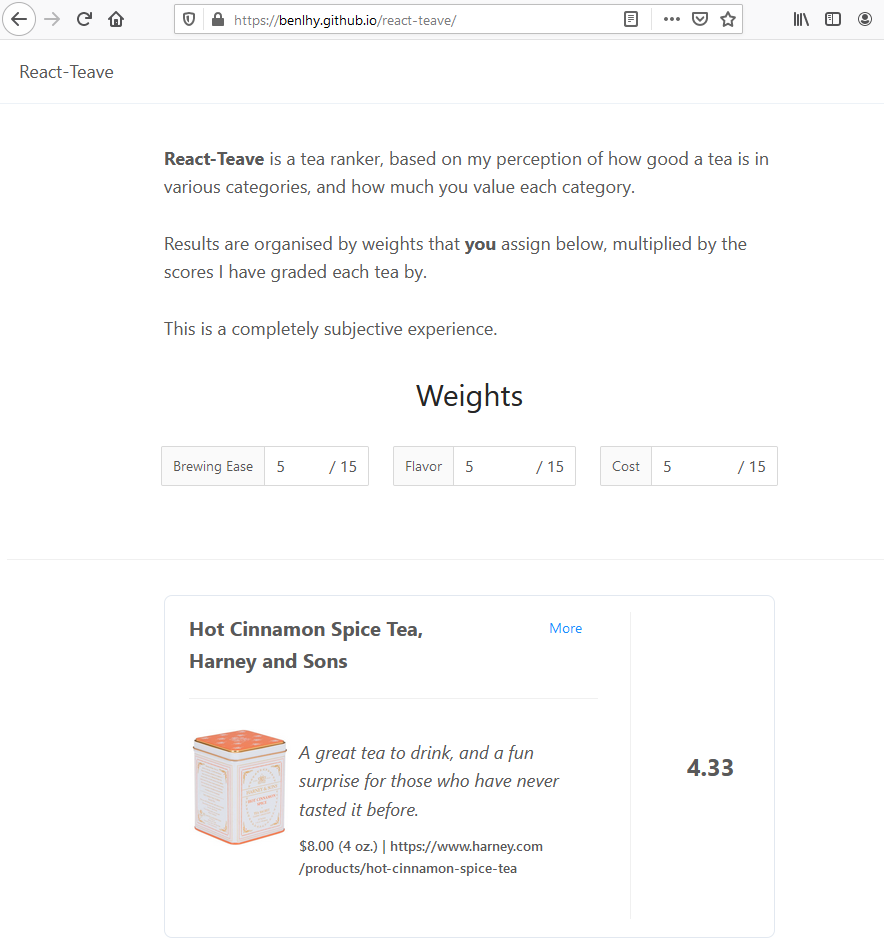 BAM. New Tea Ranking Website, with pictures!