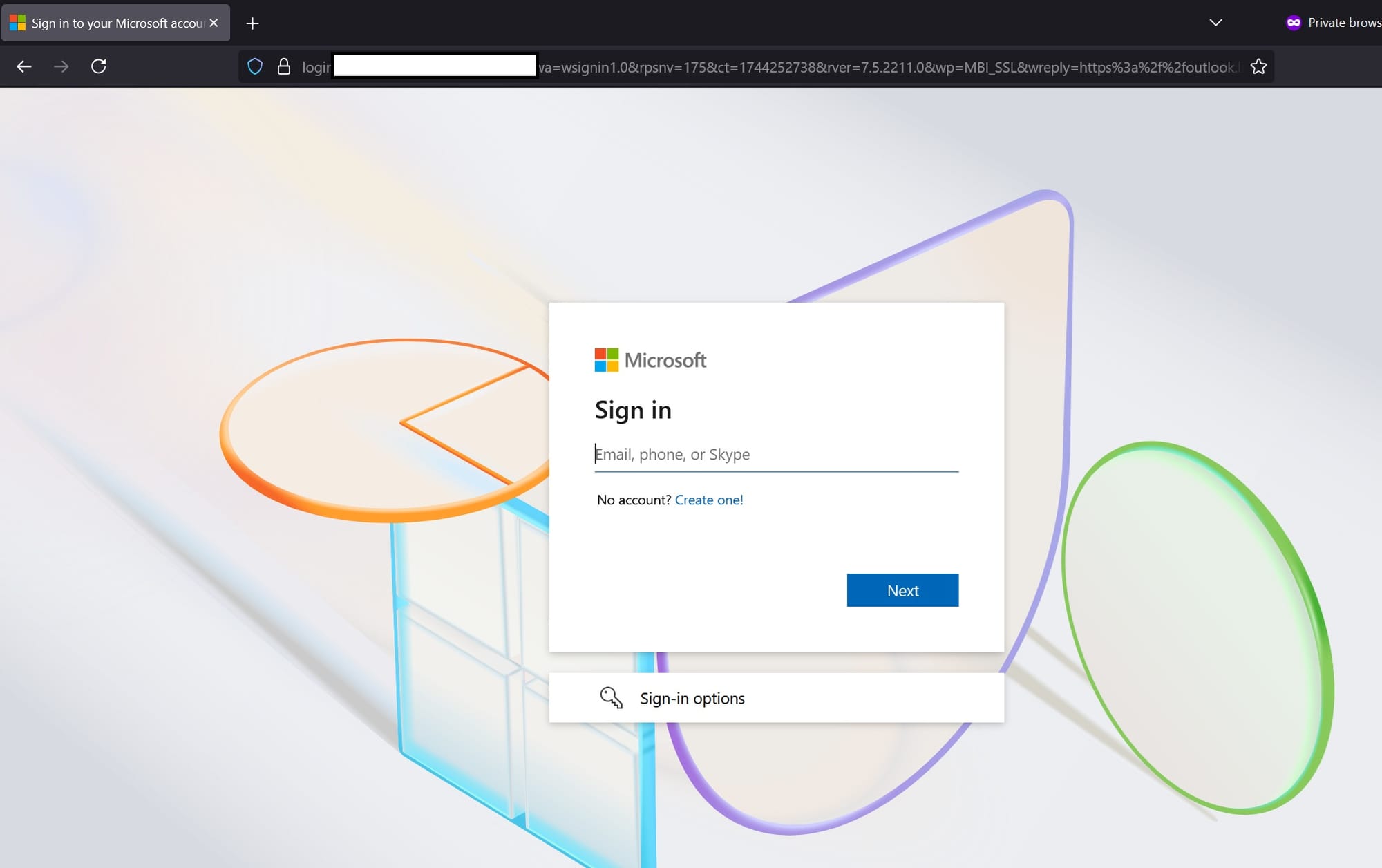 Nothing to look at here, just a normal Microsoft login page